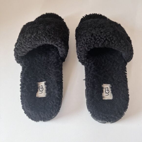 Women's Shoes UGG COZETTA CURLY Slipper Slide Sandals 1130838 BLACK Size 9 Usa - Picture 4 of 9